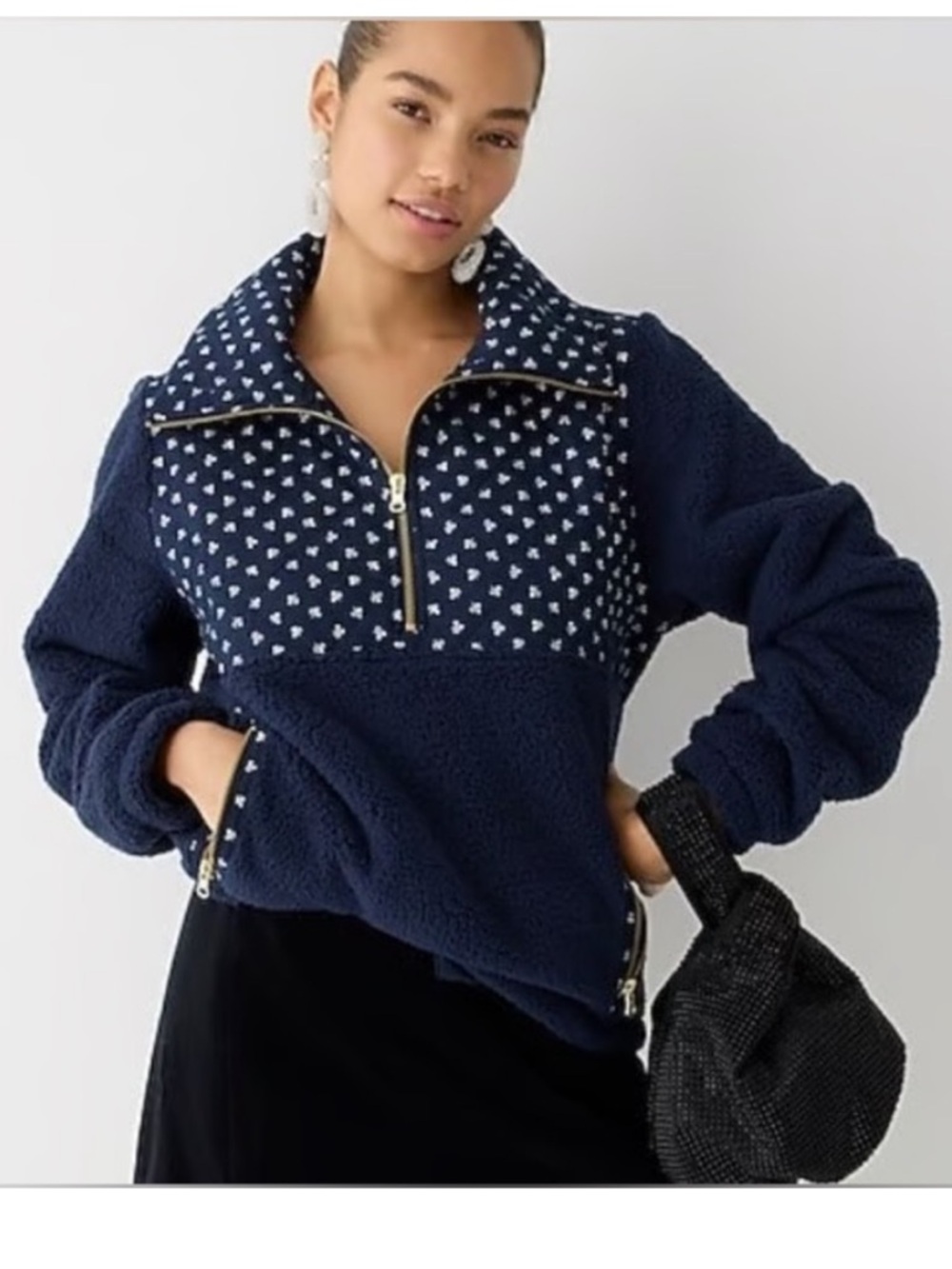 J.‎ Crew Quilted Sherpa Fleece Quarter Zip Pullover